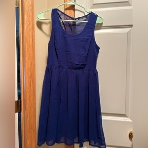 Doe & Rae Royal Blue Chiffon Mini Dress